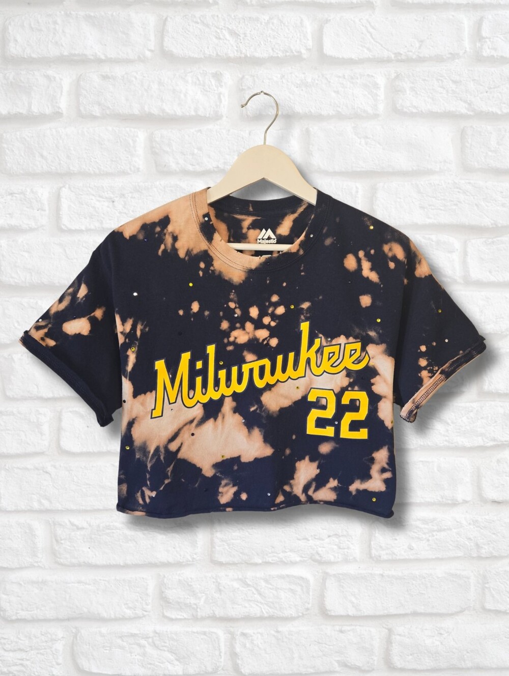 Milwaukee Brewers Crop Top W/Rhinstones